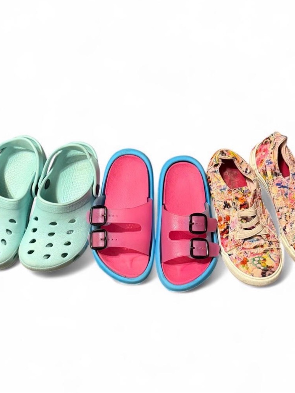 Blowfish Kids Pink and Blue Double-Buckle Slide Sandals